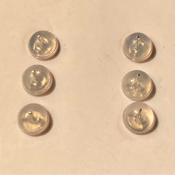 EUC 14KT Yellow Gold  Stud Earrings With Cubic Zirconia Three Pairs Total - Picture 2 of 4